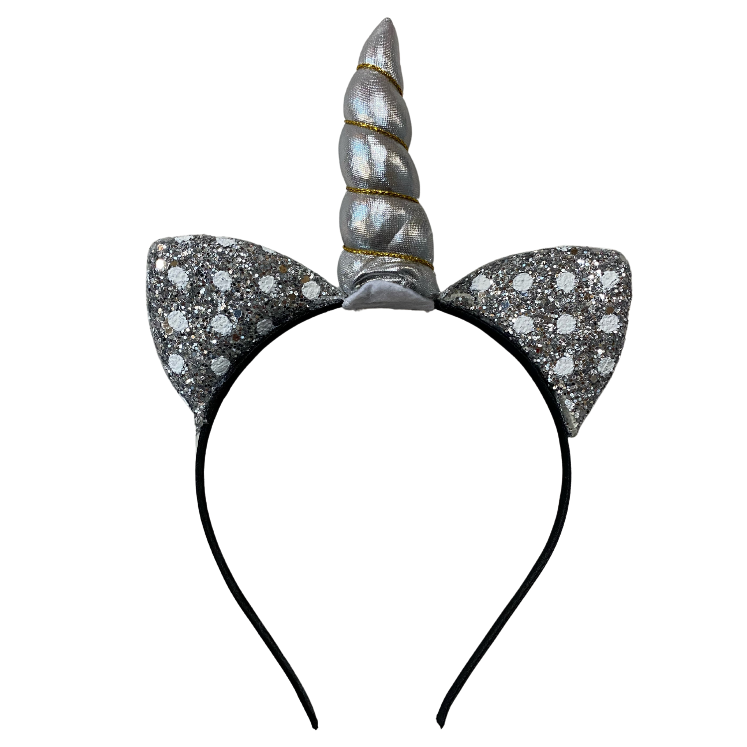 1pce Silver Polkadot OFFer Unicorn Cat San Jose Mall Ears Up Dress Headband Co Kids