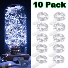 10Pcs 20 LED 6.6ft Battery Operated Mini LED Copper Wire String Fairy Lights