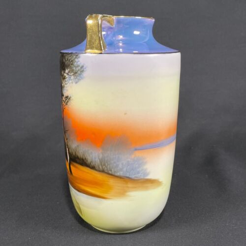 Pre-WWII Noritake Double Handle Porcelain Vase — Hand Painted, Japan, Green Mark - Picture 4 of 14