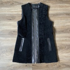 Drome Sleeveless Zipper Vest Dress Real Leather Accents Faux Fur Large Winter