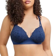 Maidenform M Soft Support Wireless Lace Bralette Bra DM2314 Navy Eclipse Sz.2XL