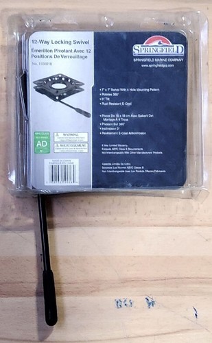 Springfield 1100018 Locking 12-Way Seat Swivel, 6.75" Square with 0° Tilt, Black