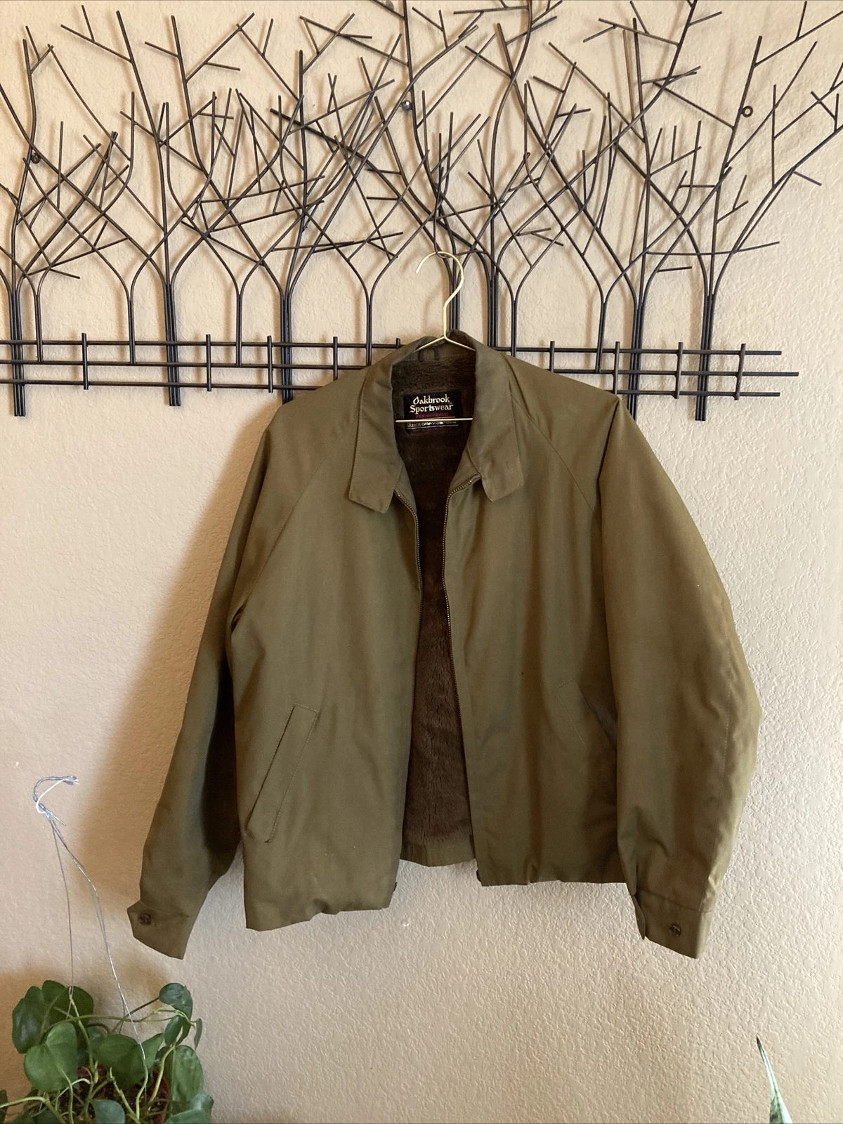 Vintage Sears Oakbrook Koratron Sherpa Lined Jacket Talon Zip Work Coat Sz 42 R