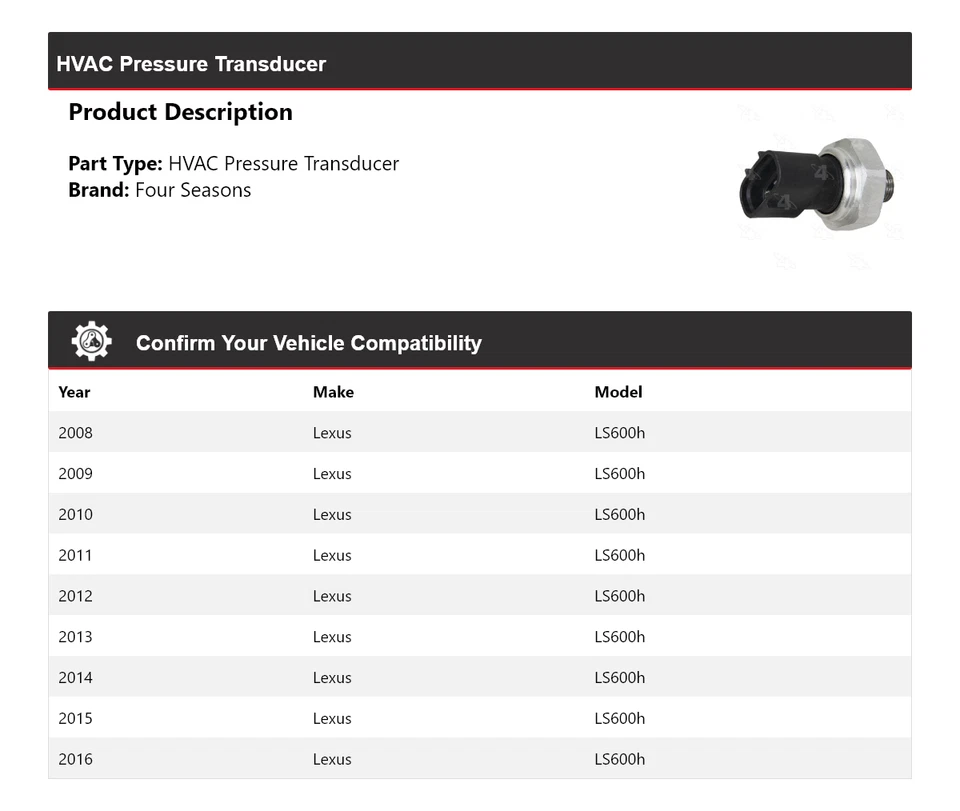 Transductor de presión HVAC para Lexus LS600h 2008-2016 4 estaciones 2009 2010 2011 Foto 2 de 4