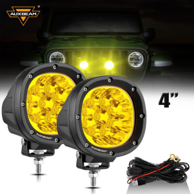 AUXBEAM 4'' 90W LED Cube Pods Work Light Bar Spot Driving Fog Amber Lamp Offroad