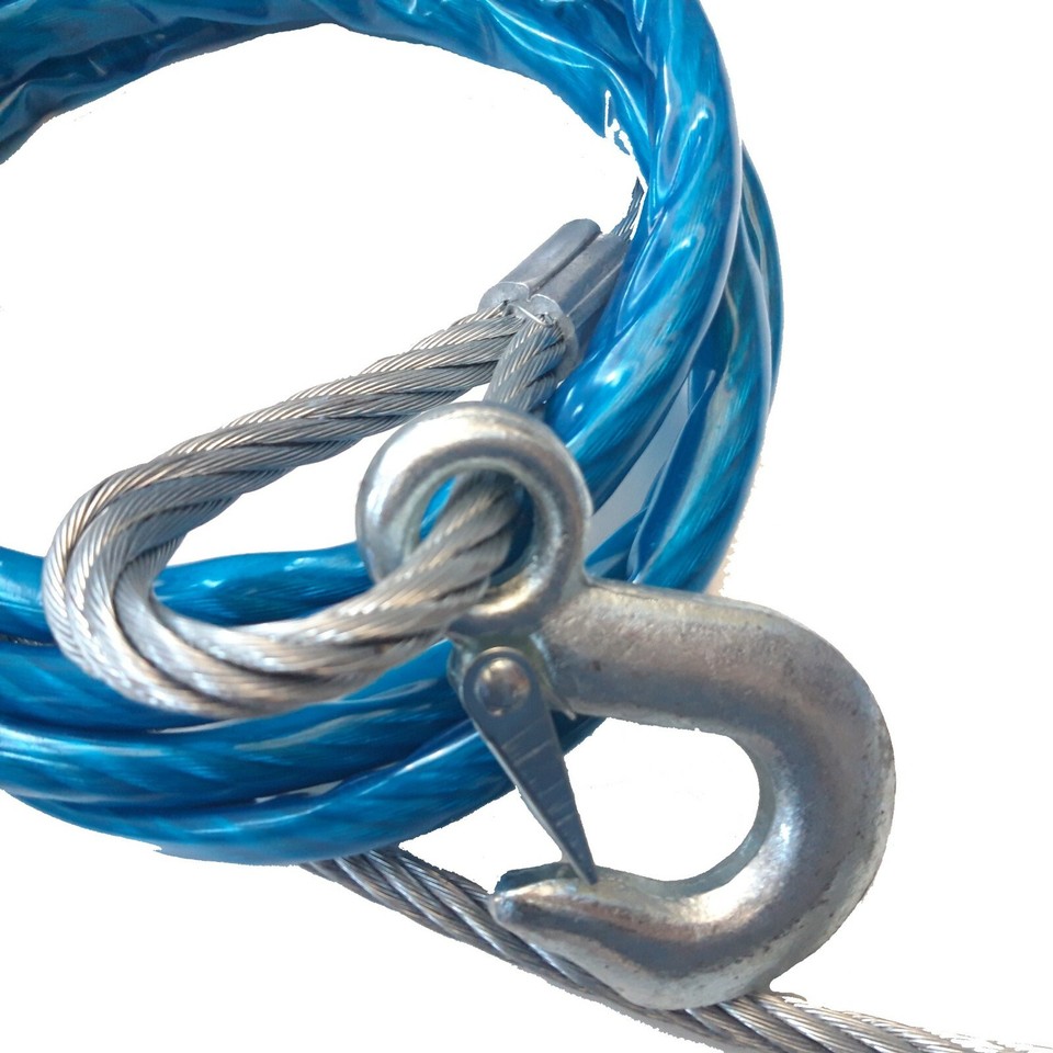 5 Tons Metal Wire 7 mm Tow Rope Strong Material With Metal Carabiners ...