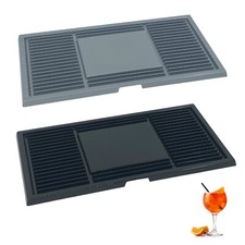 Rectangular Bar Drip Tray Ridged Hard Plastic 42.5cm Black or Silver