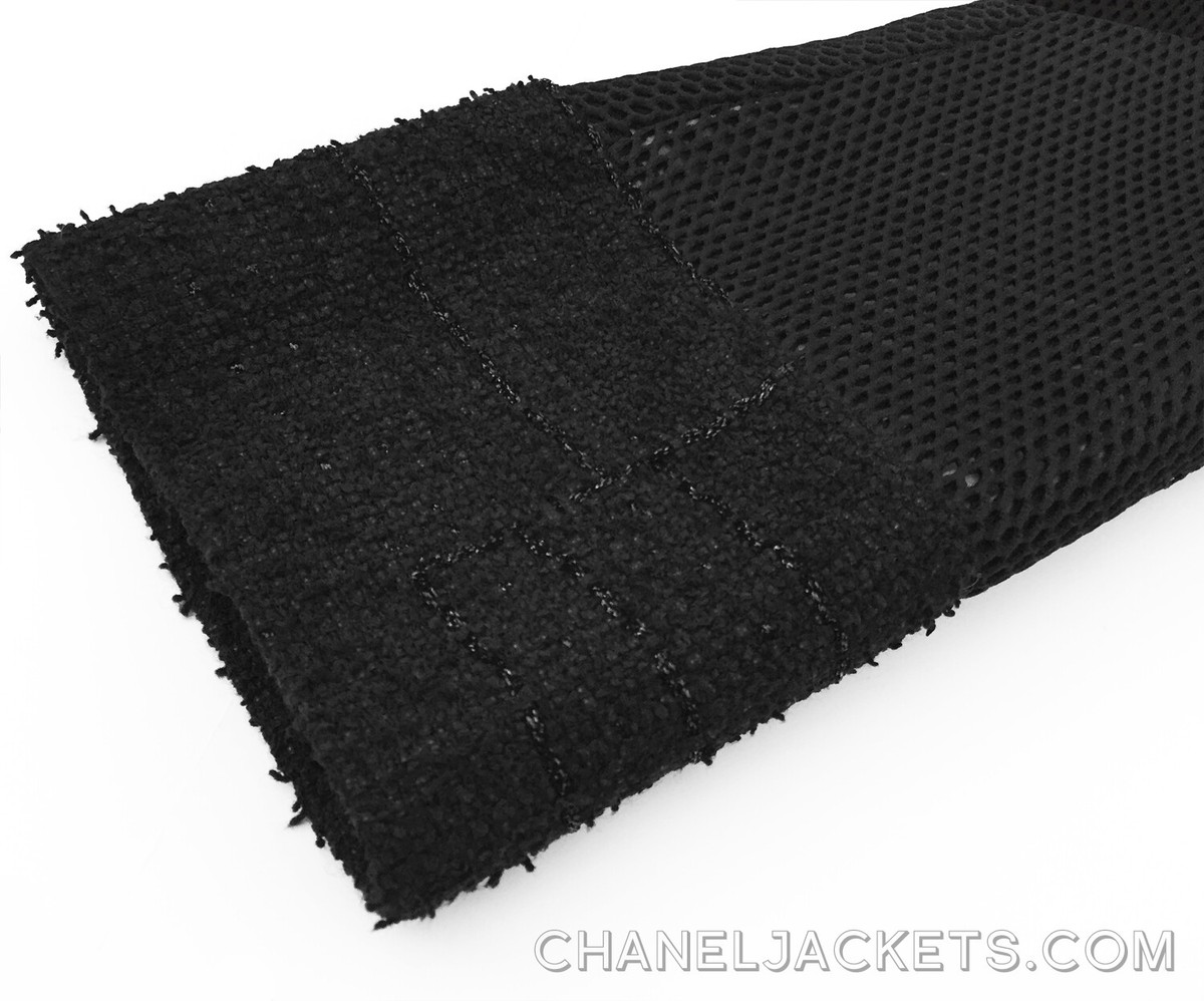 $4,600 CHANEL Black Textured Mesh & Tweed JACKET * FR 36
