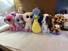 TY BEANIE BOOS LOT of 6 Pre-owned 6 SAFARI DUKE NEPTUNE