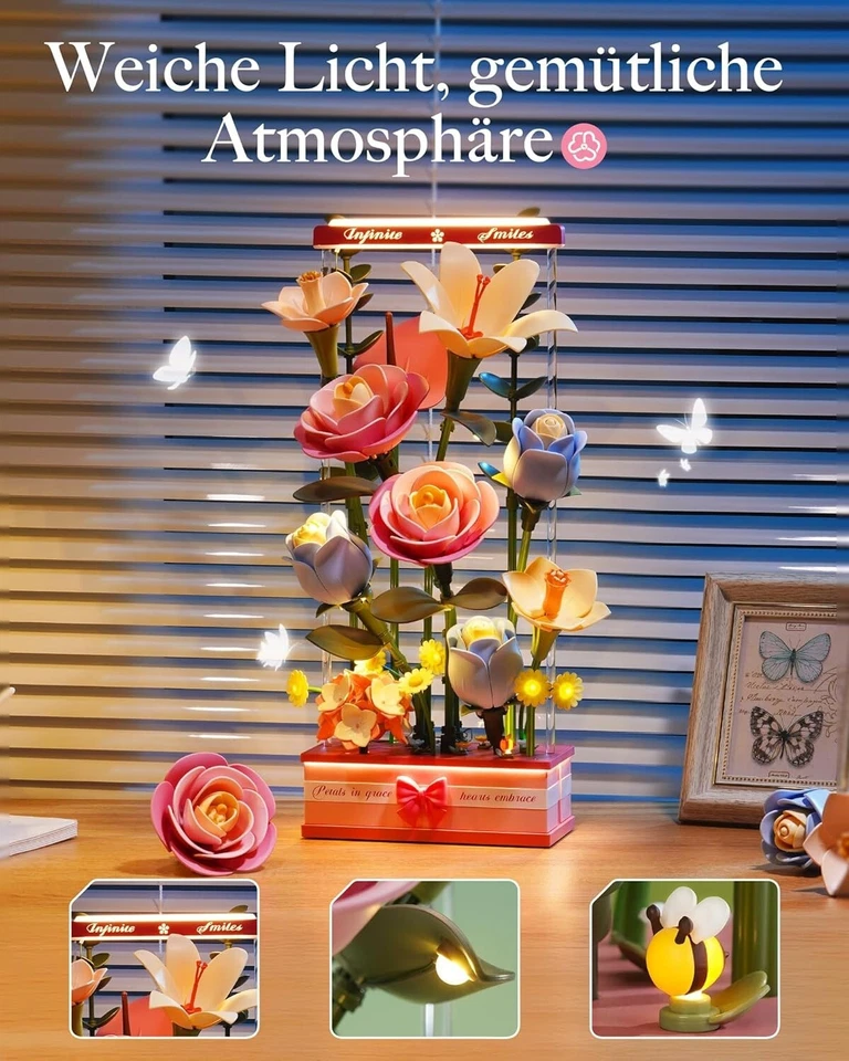 ROKR 3D quebra-cabeça buquê flor artificial decorativa kit modelo com caixa - Imagem 4 de 4