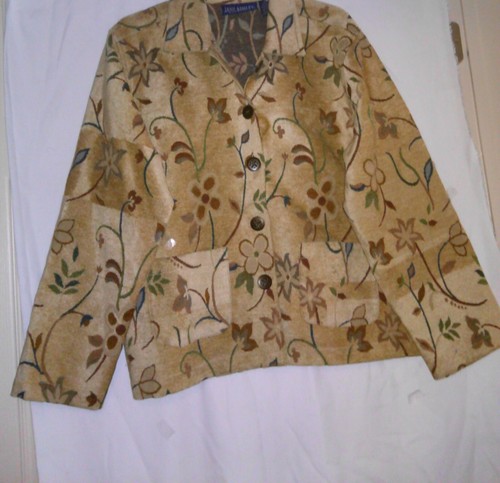 Size Medium Floral Jacket Jane Ashley Beige Multicolor Lined Ship Free - Picture 6 of 21