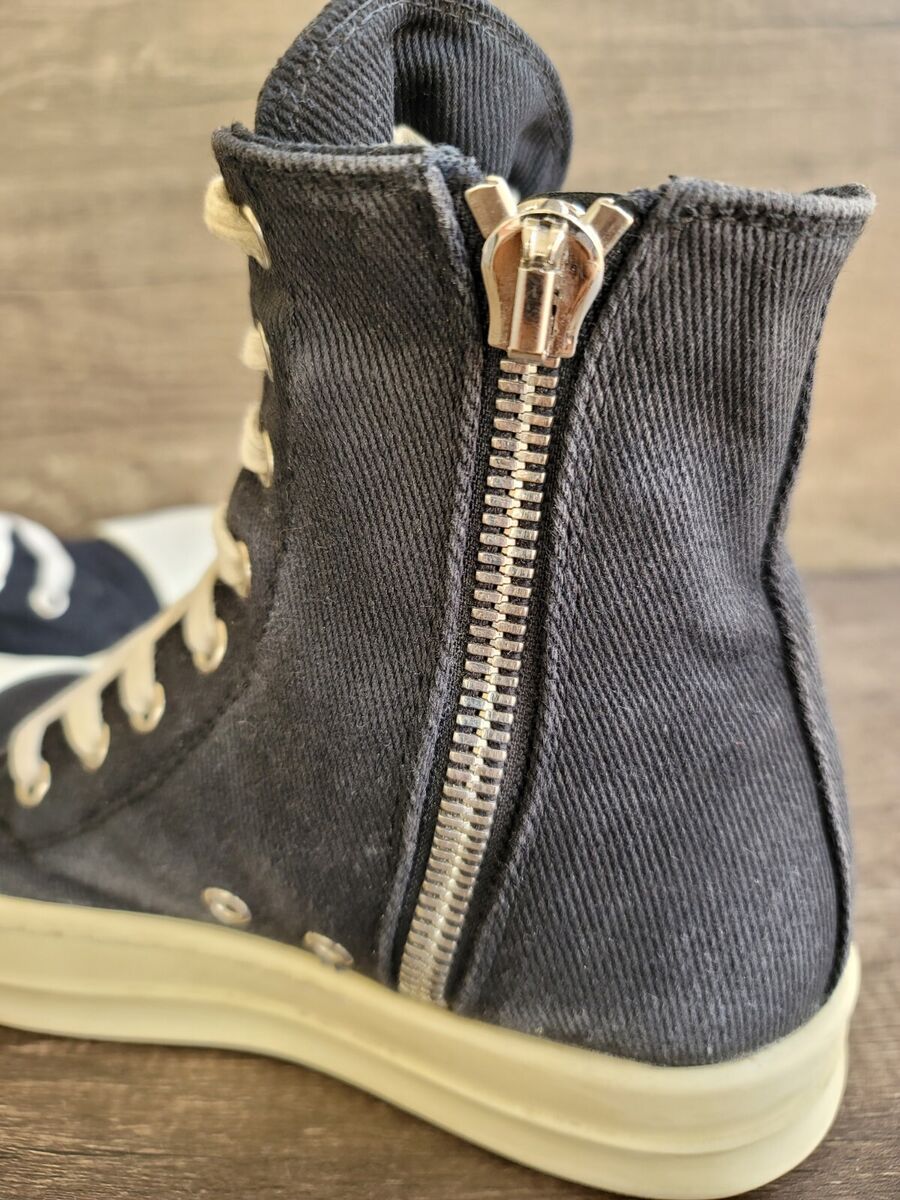 Rick Owens Women's Drkshdw Ramones Hi Top Zipper Black shoes Rick Owens Women's Drkshdw Ramones Hi Top Zipper Black shoes