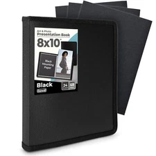 Dunwell 8x10 Photo Album Book - Black Art Portfolio Binder for 8 x 10 Picture