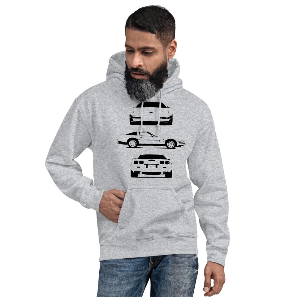 Chevy C4 Corvette ZR1 Unisex Hoodie - Black Automotive Themed Sweatshirt For Car Lovers - View #8