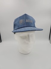Vintage AT&T Snapback Logo Hat USA Made! Trucker Cap 80s 90s Blue Denim Style