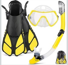 ZEEPORTE Mask Fin Snorkel Set, Travel Size Snorkeling Gear. Size: ML/XL