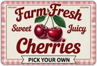 Cherries Fruit Vintage Farm Fresh Tin Metal Signs Home Décor 8x12