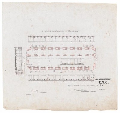 Washington D.C. Library of Congress 1889 Brick Work Cellar Plan Drawing