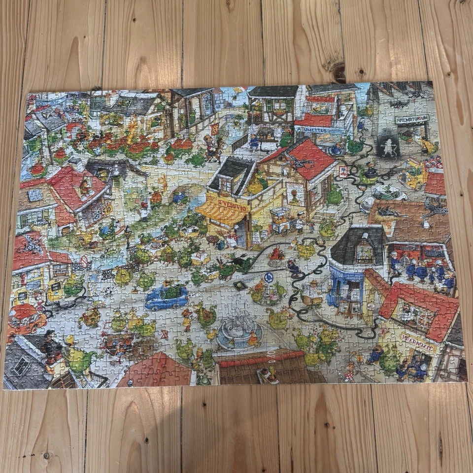 Rare Heye Dragon Town Marino Degano Puzzle 1000 Pieces COMPLETE Adult Humor 2001 - Image 4 of 4