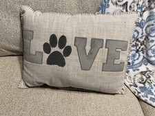 Home Throw Pillow- Rectangle- Love With Dog Paw Print
