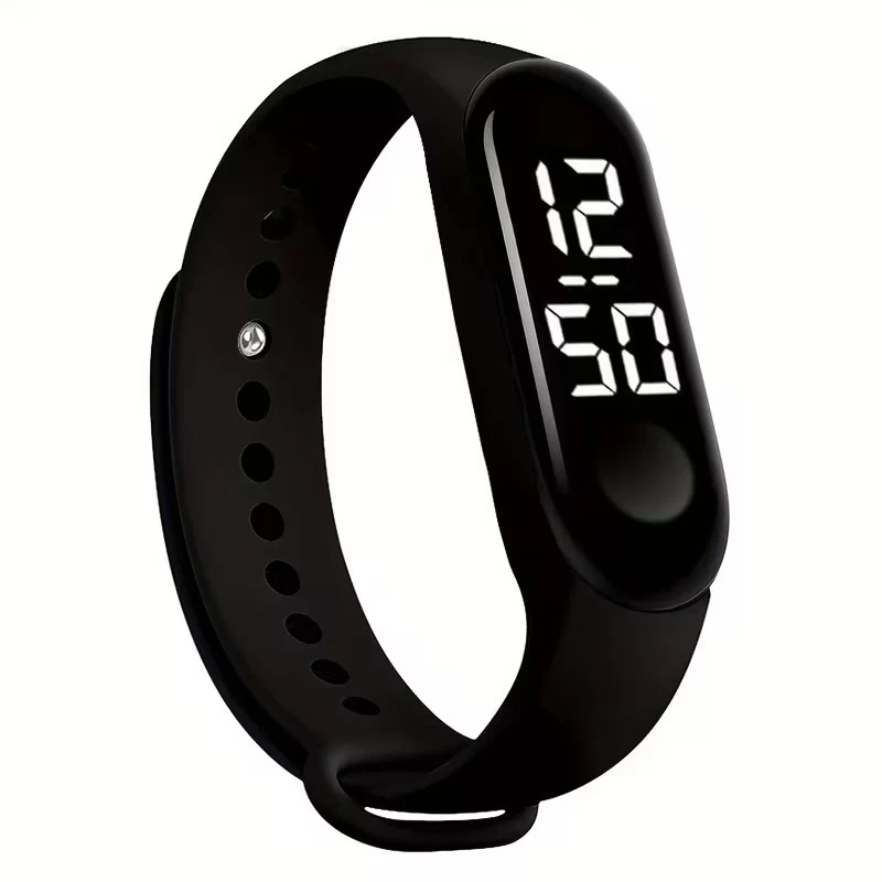 LED touch digital watch black