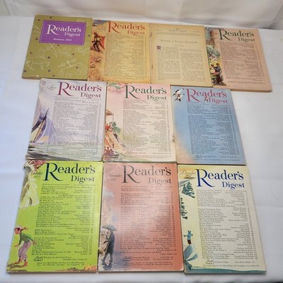 Lot of 10 1953 Readers Digest Softback Magazine January - December 1953 READ