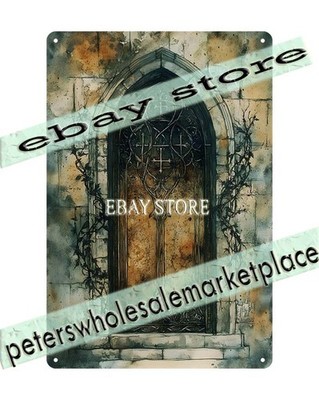 Ivy Covered Rustic Door Metal Tin Sign Plaque dark magical realm
