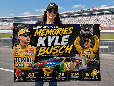 Kyle Busch Tribute Banner 24x38 NASCAR Racing Banner, Thank You For The Memories