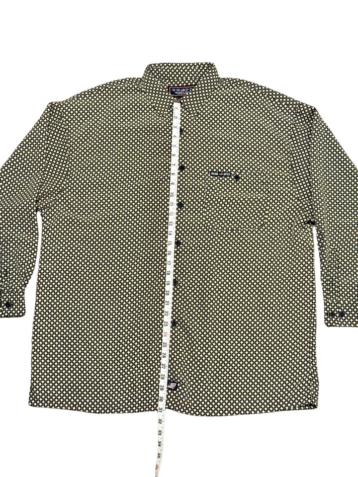 Beverly Hills Polo Club мужской 2XL LS на пуговицах зеленый черный геометрический принт б/у в отличном состоянии - Изображение 4 из 4