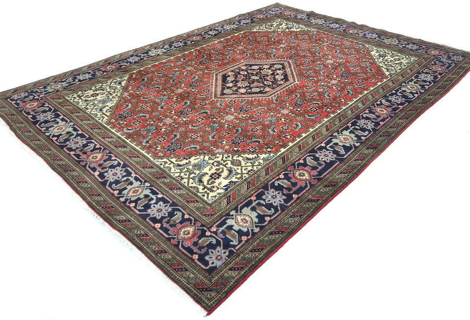 Винтажный ручной работы восточный ковер 7 x 10 футов геометрический классический декор спальни ковер - Изображение 3 из 4