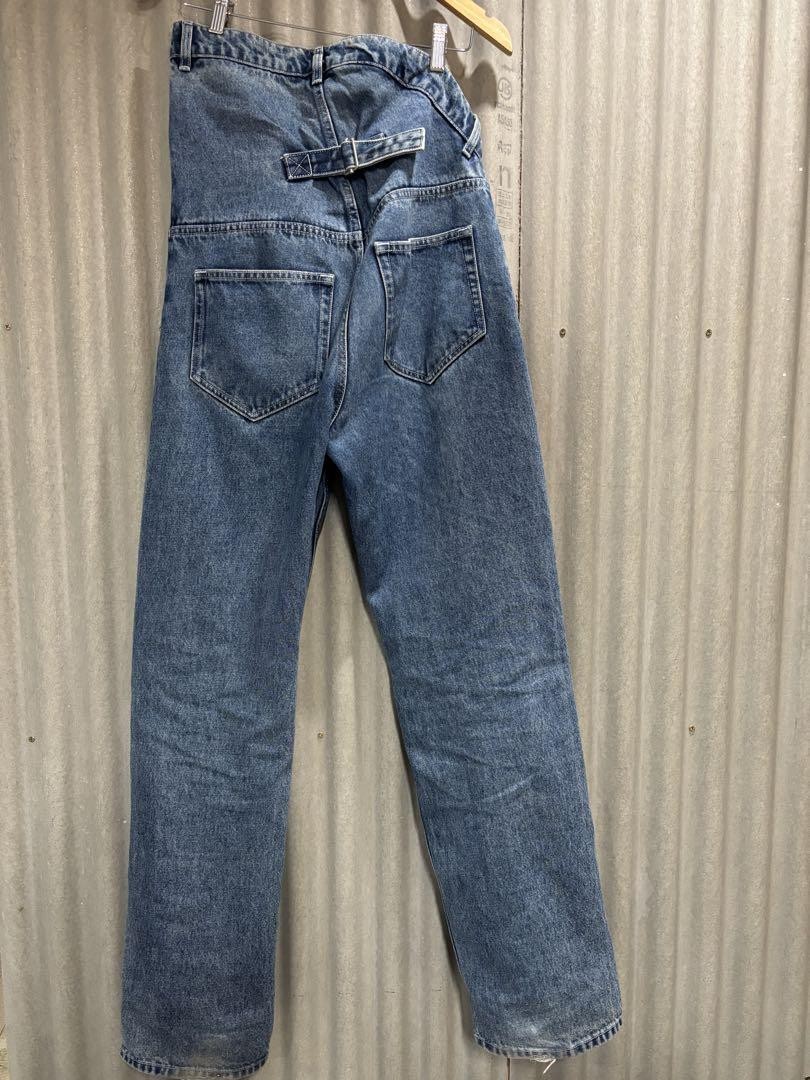 SAINT LAURENT Y Project Pantaloni asimmetrici in denim schiena invecchiata taglia 40 44 cm 