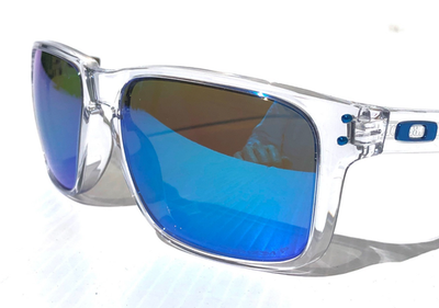 NEW Oakley Holbrook XXL Shiny Clear POLARIZED PRIZM Sapphire