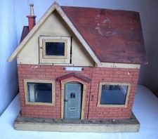 Antique Folk Art Wood Handmade Two Story Doll House C. 1930's