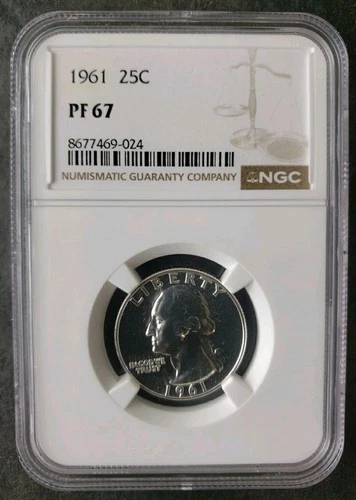 1961 Proof 25c Washington Silver Quarter Dollar NGC PF67