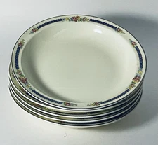 Superior Hall Quality Dinnerware Blue Bouquet Pattern Platinum 9" Bowl Set of 5