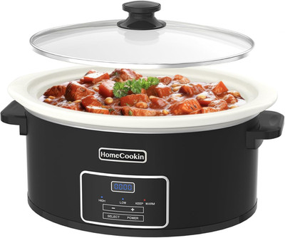8Qt Programmable Slow Cooker Timer Keep Warm 6+ Servings Black