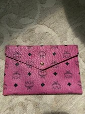 MCM Pink Logo Print Versatile Clutch Pouch Bag in Bag