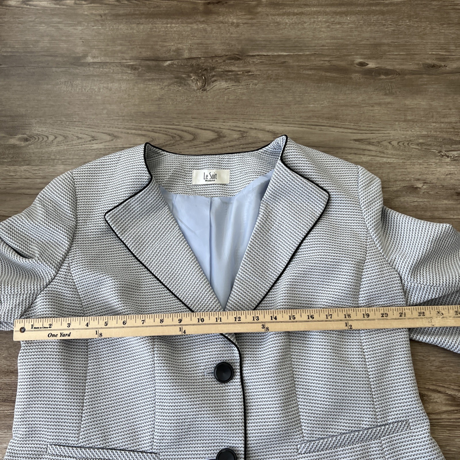 Le Suit Two Button Tweed Skirt Suit Womens 16 Blue