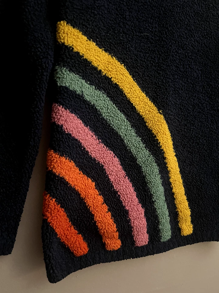 Hanna Andersson - Navy Terry Sweatshirt w Rainbow - Size 8 - Image 2 of 4
