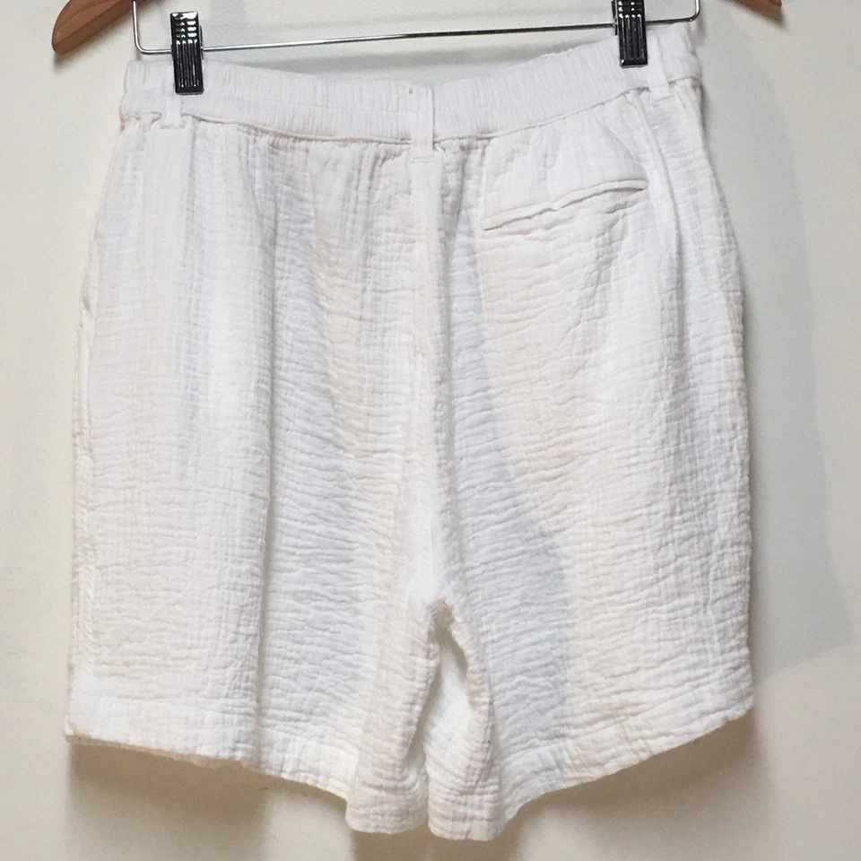 Pantalones Cortos Aerie Mujer M Daybreak Pantalones Blanco Gasa Plisado 100% Algodón Verano Foto 3 de 4