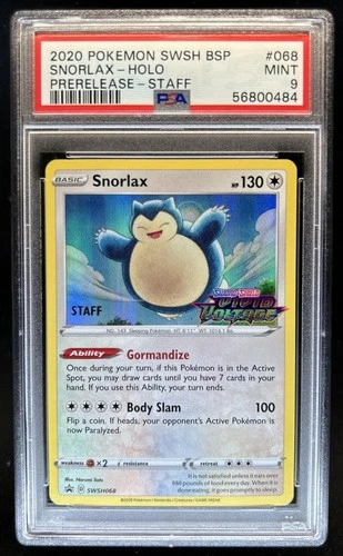 2020 Pokemon SWSH Black Star Promos Snorlax #SWSH068a PSA 9