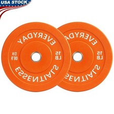 Olympic Bumper Weight Plates 15lbs Pair Adjustable Vinyl Dumbbell Set 15lbs Pair