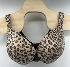 Cacique Lane Bryant 38G Full Coverage Bra Cheetah Leopard Print Black Underwired