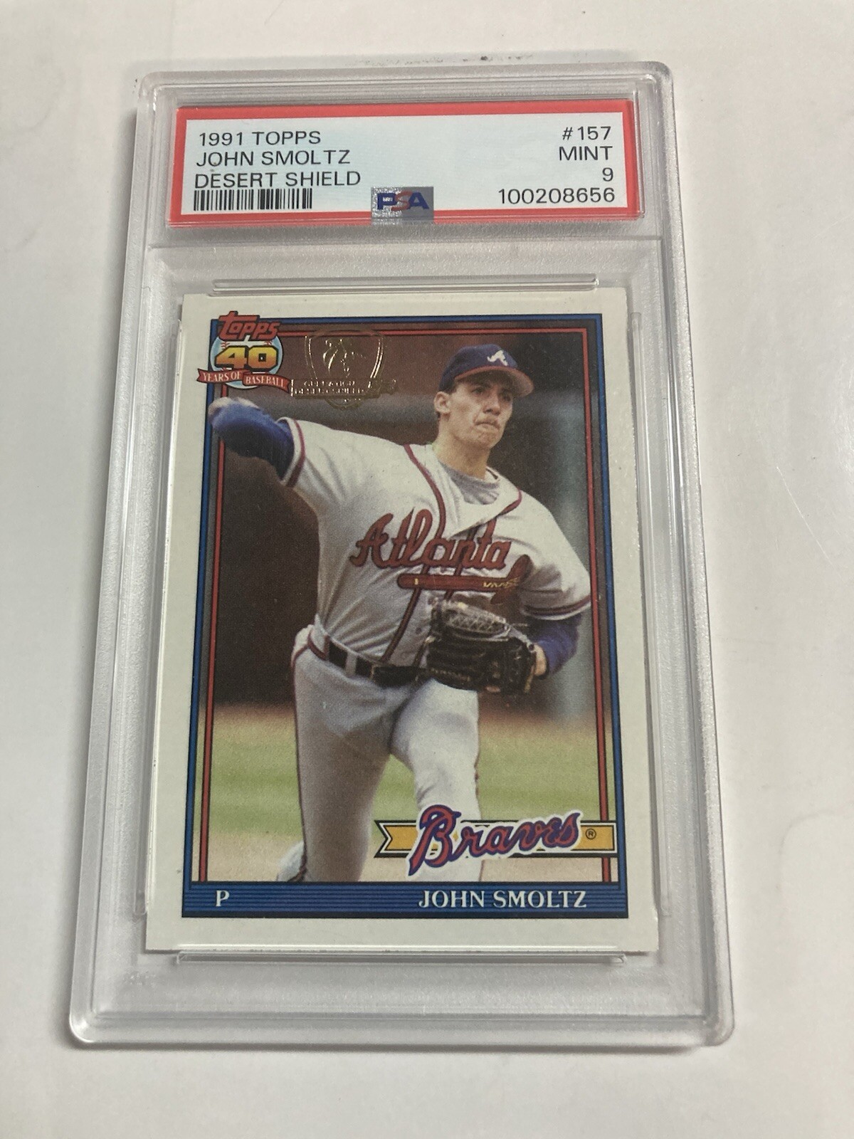 Psa 9 1991 Topps John Smoltz Desert shield #157 Atlanta Braves