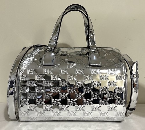 Cartera y billetera de cuero plateado metálico con logotipo MK mediano MICHAEL KORS Mason - Imagen 4 de 20