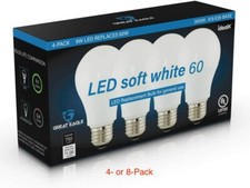Great Eagle A19 LED Light Bulb, 60 Watt, Soft White 3000K, 800 Lumens, UL Listed