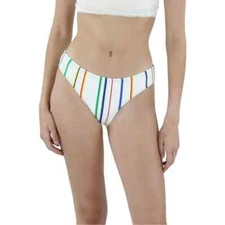 Derek Lam 10 Crosby L23524 Women's White Striped Bikini Swim Bottom Size M