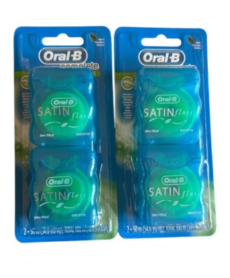 Lot of 2 x 2 = 4 packs ORAL B Complete SATIN Dental FLOSS MINT Flavor 54 Yard Ea