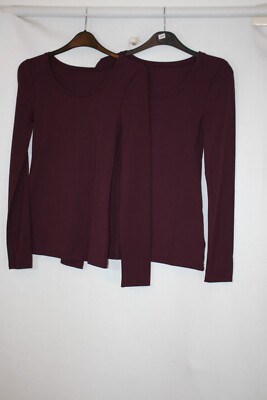 2 NEU MIT ETIKETT GRÖSSE XS IRIS & LILLY WEINROT WEICHES GEFÜHL DEHNBAR LANGARM OBERTEILE 8131