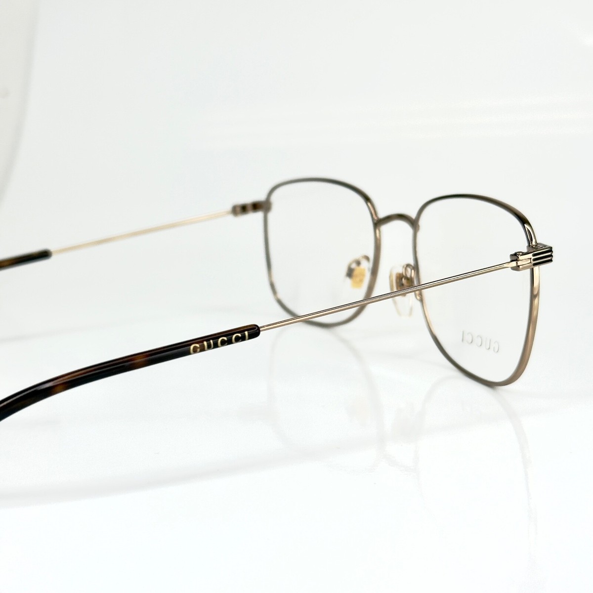 GUCCIグッチ GUCCI GG1052O 1052 Gold Classic Stripe Wire Logo Unisex Eyeglasses